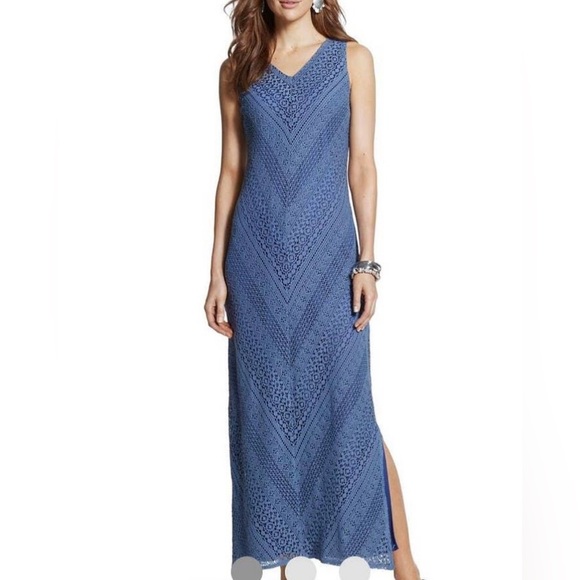 Chico’s Lace Blue Maxi Dress - Picture 1 of 6